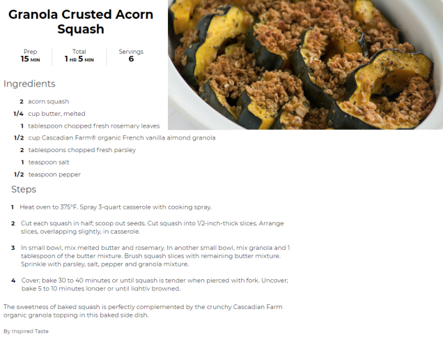 Granola Crusted Acorn Squash
